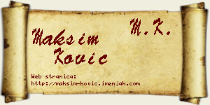 Maksim Ković vizit kartica
